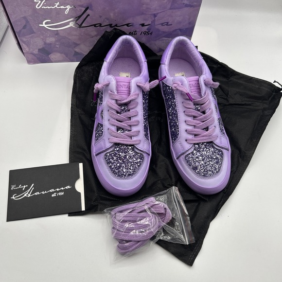 NEW Vintage Havana Levels Sneakers, Women's SZ: 8 M,Purple/Glitter - Picture 16 of 16